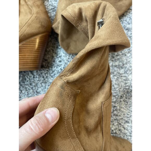 Marc Fisher Tan Faux Suede Over The Knee Boots Size 10 Slip-on - Picture 8 of 11
